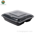 Takeaway di grado alimentare usa e getta Black 3 Compartments Bowls